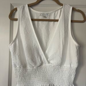 She + Sky White V-Neck Blouse